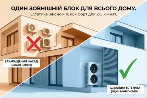 Кондиціонер на 2, 3 кімнати з одним зовнішнім блоком