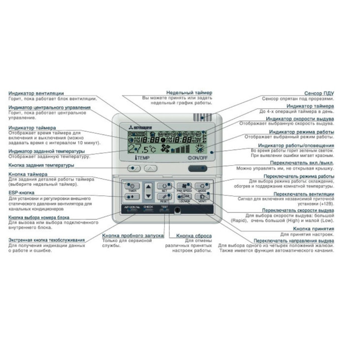 Дротовий пульт управління Mitsubishi Heavy RC-E5